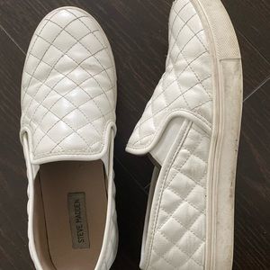 white quilted loafers, worn a dozen times